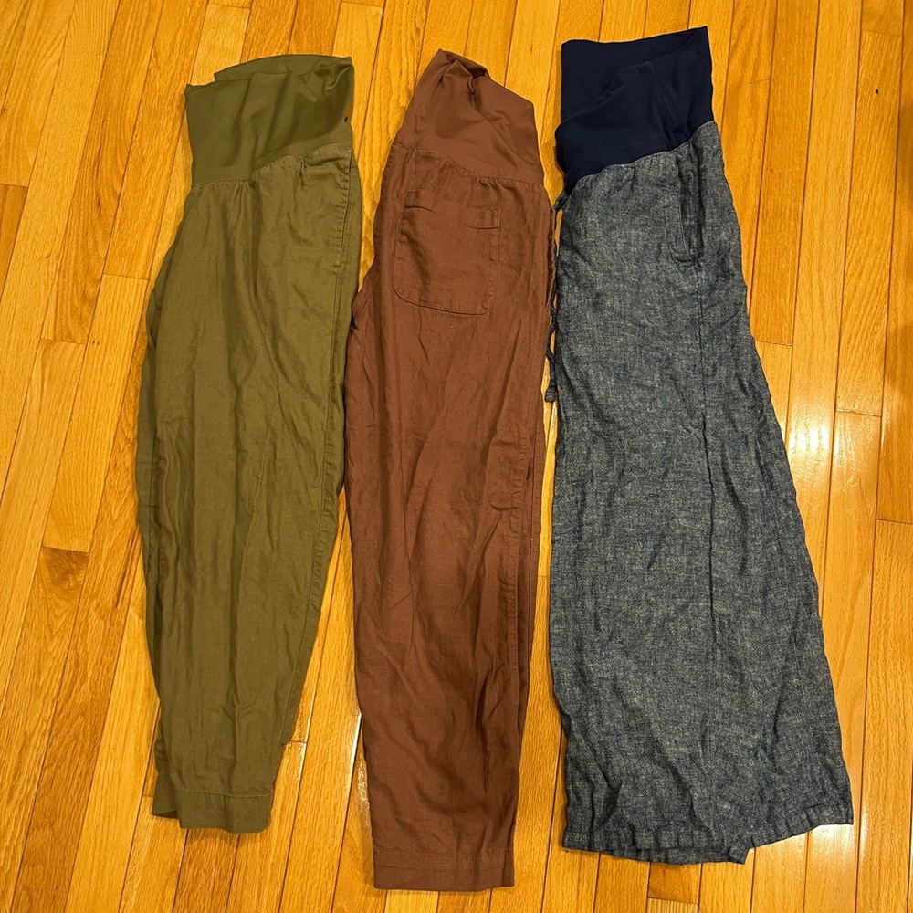Old Navy Maternity Pants Trio - Green, Brown, Blue